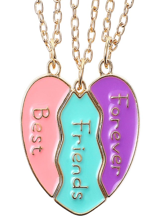 قلادة ElevateTech BFF لثلاثة أشخاص، قلادة صداقة بتصميم قلب مكسور، طقم قلادات صداقة لثلاثة أشخاص، هدية مثالية للذكرى السنوية أو عيد الميلاد. - Image 1